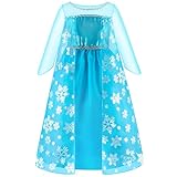 ELSA & ANNA Abito da principessa per bambina - Costume da bambina congelata - Abito da principessa per bambina per feste, compleanni, travestimenti e Halloween - Abito da principessa - Età 5-6