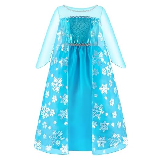 Storbritannien flickor prinsessa kostym cosplay snö drottning maskeradfest kläder FR206 (6–7 år, FR206)
