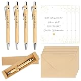 MorLuks 4 Sets Dankeschön Geschenke, Holz Kugelschreiber mit Gravur + Dankeskarten + Geschenkbox, Danke für Alles, Mutmacher Geschenk für Freunde Kollegen Lehrer Mitarbeiter Team