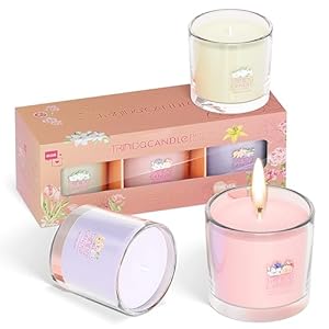 TRINIDa Candles Gifts for Women, 3 Scented Candles Votive Set 45Hrs, Birthday Gifts for Women, Pink, Purple and White