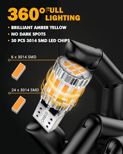 Image of Auxbeam B1 Series 194 LED Bulbs Amber 168 2825 T10 W5W Bulbs 10PCs