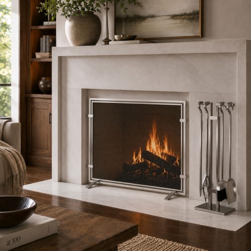 Pilgrim Home and Hearth Sinclair Fireplace Tool Set, 29" Tall, Brushed Stainless Steel (18081) by Pilgrim - Used condition - Image 5