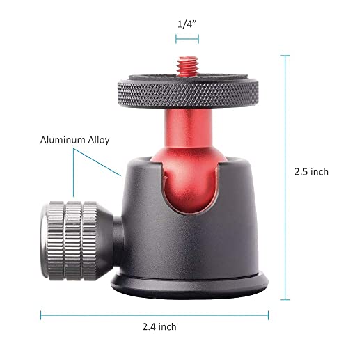 Annsm Tripod Ball Head 360° Panoramic And 135° Tilt Rotatable With 1/4” Screw Thread And Volume Locking Knob For Dslr Cameras/Tripods/Monopods/Camera Slider Track/Camera Dolly Slider #TOP5