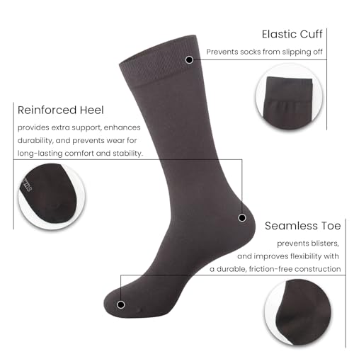 Wildarms Mens Dress Socks, 6 Pairs Soft Breathable Viscose from Bamboo Rayon Sock, Classic Mid Calf Socks for Men2