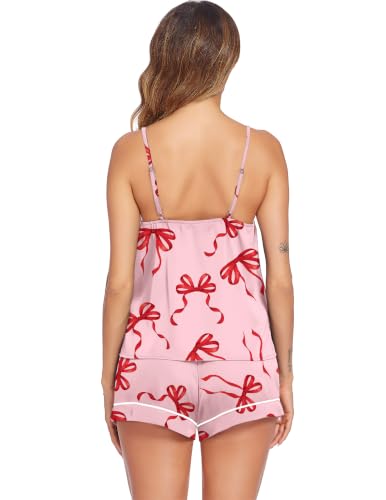 Image of Ekouaer Pajamas for Women Set Silk Satin Pjs Sexy Lingerie Sleepwear Cami Shorts Set Summer Nightwear S-XXL