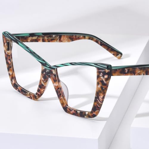 Image of HEPIDEM Gradient Multicolor Acetate Glasses Frame Women Big Oversize Eyeglasses 2023 New Spectacles Eyewear