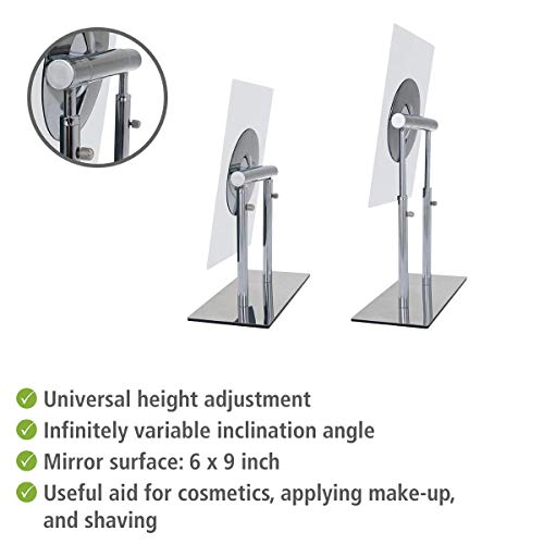 Wenko 3656420100 Standing beauty mirror Pinerolo collapsible, Metal Steel, 23 x 2735 x 10 cm, Chrome