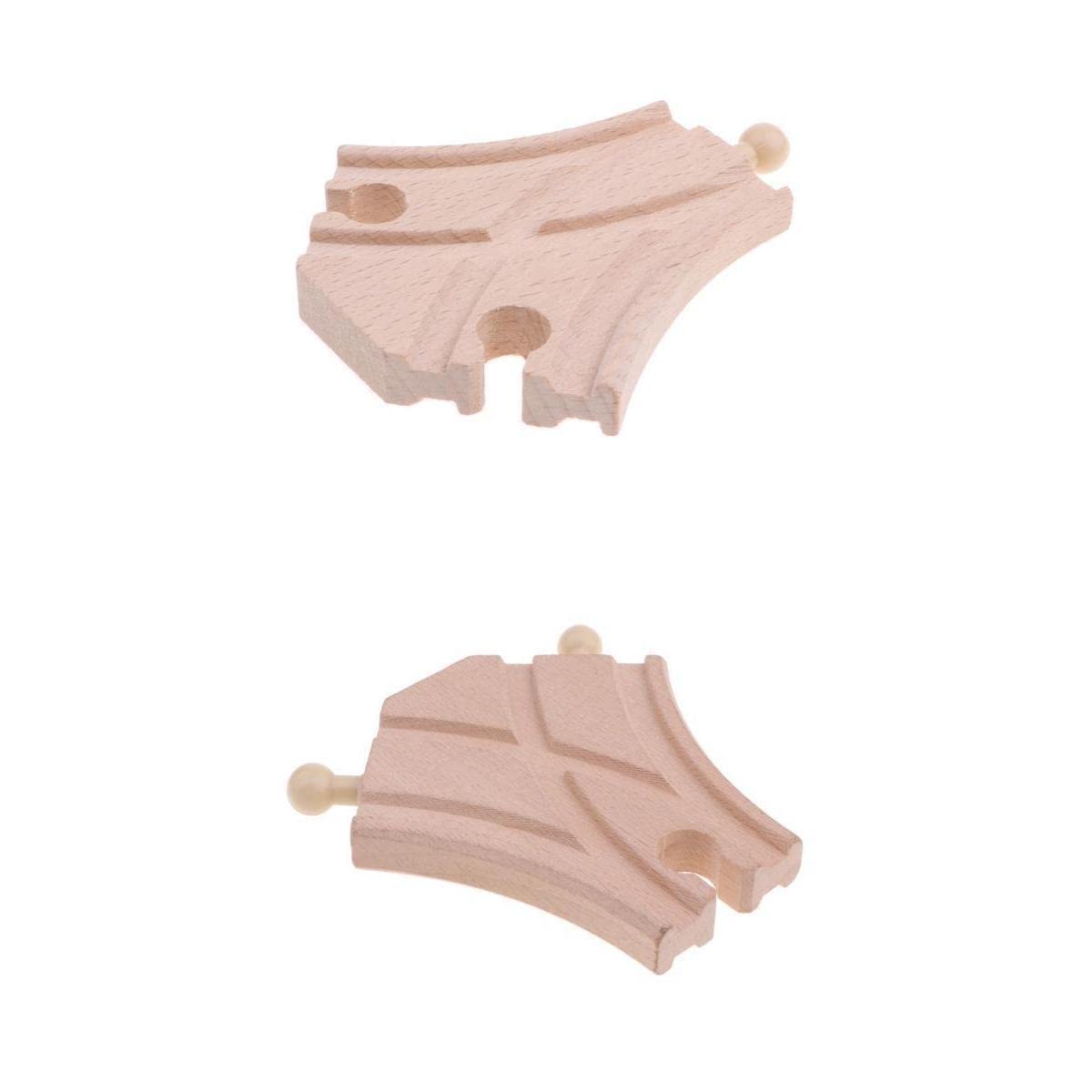 2 Set Wooden Trains Railway Accessories 3 Way FFM Curved Switch Track-image-6