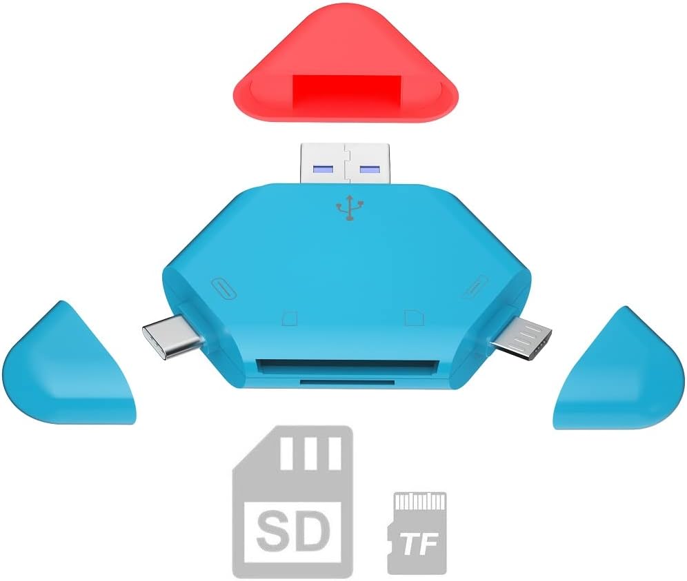 3in1 SD/TF Card Reader for USB-C,USB-A,Micro USB Devices,Portable Memory Card Reader,Camera SD Card Adapter for SD,SDXC,SDHC,MMC,RS-MMC,Micro SD,Micro SDXC,Micro SDHC,HS-I Cards