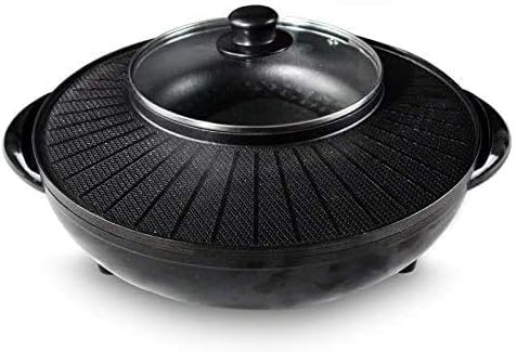 Smokeless Non-Stick Indoor 2 in 1 BBQ Grill and Hot Pot Multi-Function Electric Barbecue Oven for Party Family Gathering