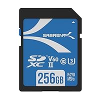 SABRENT Scheda SD 256GB v60, SDXC Card UHS-II, Memoria SD U3, Memory Card con R270MB/s W170MB/s...