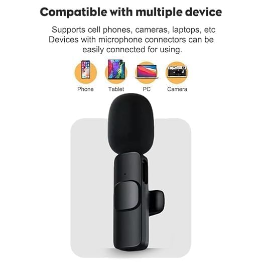 Image of VARNIADR 2.4GHz 2 in 1 K8 Wireless Microphone, Digital Mini Portable Recording Clip Mic with Receiver for All Type-C Lightning Mobile Phones Camera Laptop for Vlogging