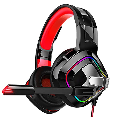 Auriculares Para Juegos Montados En La Cabeza, Micrófono Con Reducción De Ruido USB, Estéreo 7.1, Auriculares Con Cable LED RGB, Gran Compatibilidad Con Conector De 3,5 Mm, Adecuado Para Xbox One, P Cover