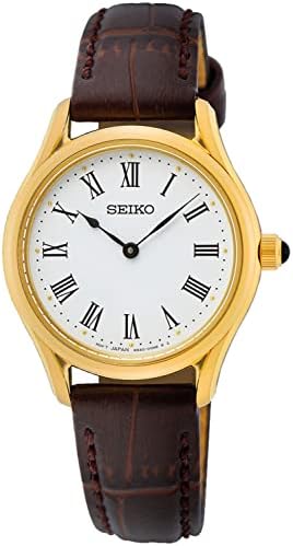 Seiko SWR072P1 Women's Quartz Watch with Leather Strap