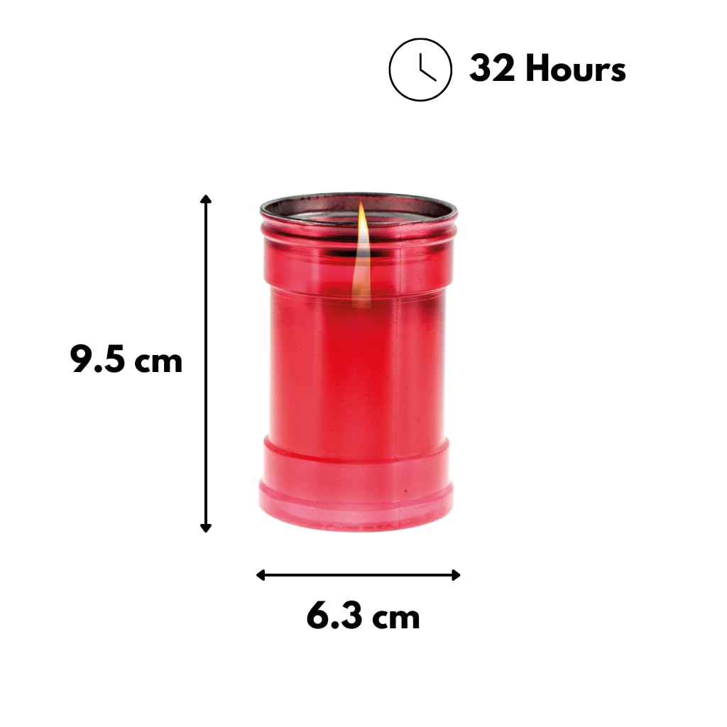 Vela votiva Modelo P30 - Rojo - Sin Etiqueta - Diámetro 6,3 cm Altura 9,5 cm - Cereria Di Giorgio