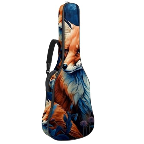 Housse de guitare acoustique multicolore renard avec poches