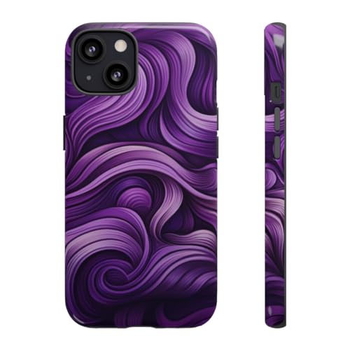 Coque iPhone 13 rigide brillante violette motif vague antichoc et anti-rayure