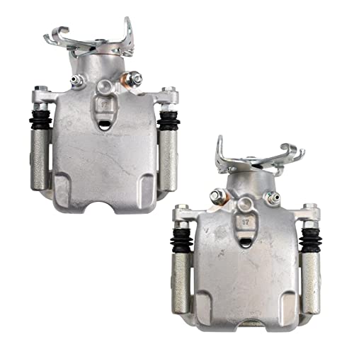 Image of TRQ Rear Driver and Passenger Side Brake Caliper Set Caliper Brackets Hardware Compatible with 10-11 Buick LaCrosse, 12 LaCrosse with Vented Rotors