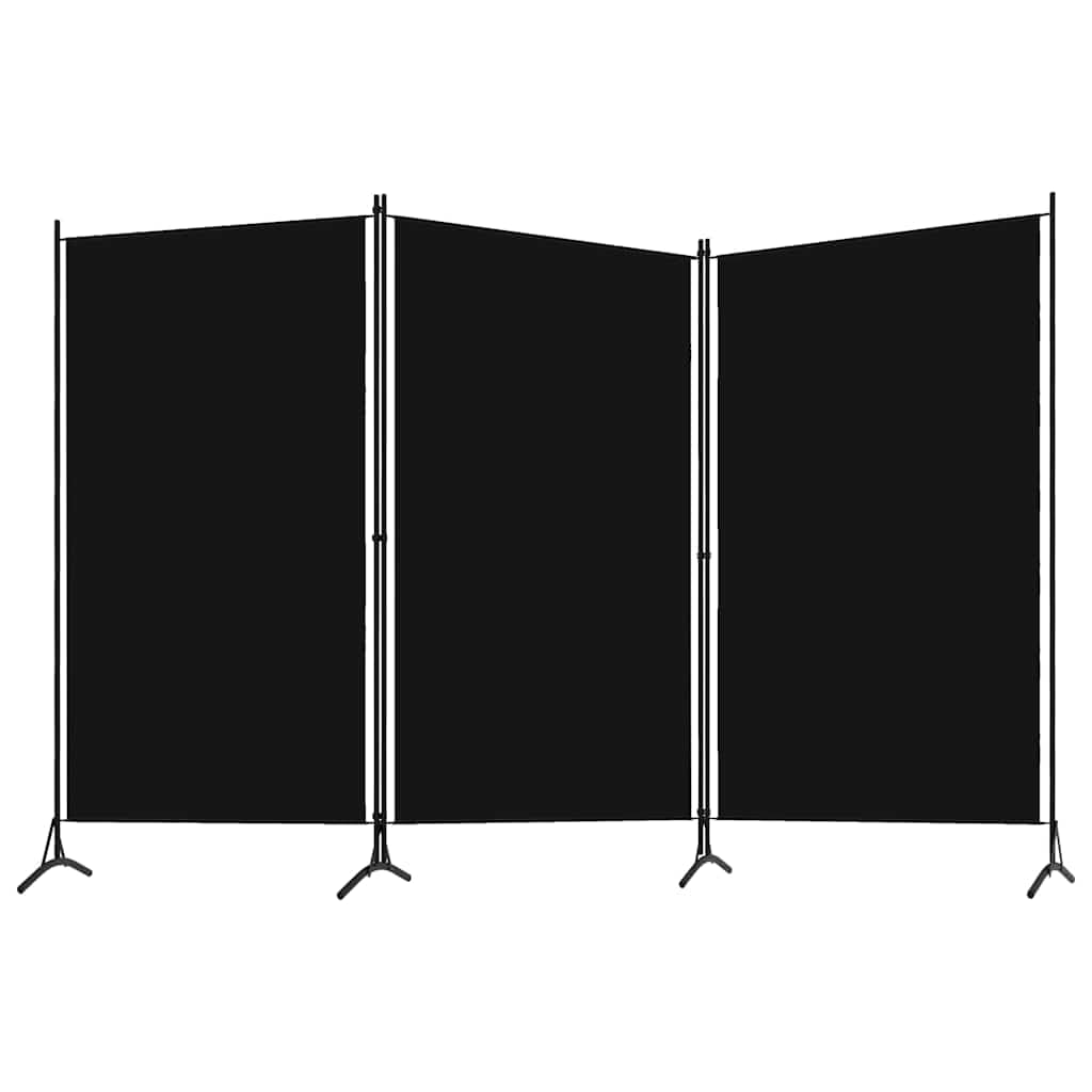 Séparateur de pièce 3 pièces, noir, en tissu, 260 x 180 cm, pliable, structure en métal stable, convient comme paravent extérieur, brise-vue, vestiaire et douche de jardin