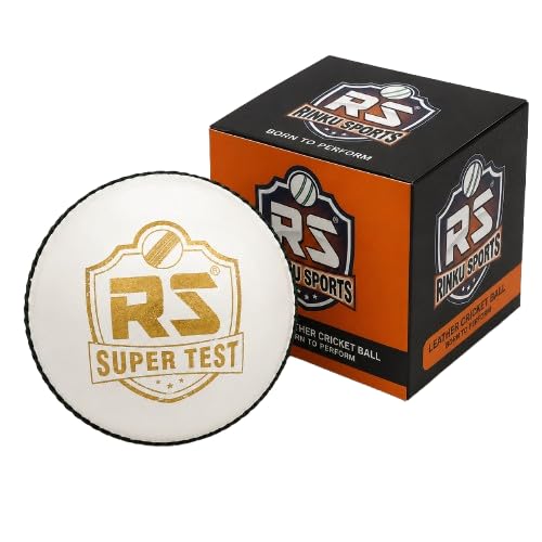 R S White Super Test Leather Cricket Ball | Hand-Stitched 4-Piece Construction | Waterproof & ICC Standard | Senior Mens Size (156g) for Club Matches & Nets (6, White)-picture-24