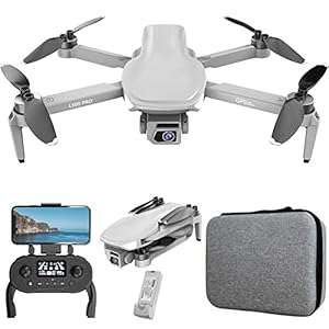 Lozenge Brushless Drone with Camera GPS Drone Follow Me Drone Quadcopter Helicopter L500 Pro RC Drones with Camera Motorized Adjustment Camera Dual Cameras (Grey, 4K Double Camera&1 Battery)