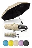 BAODINI Compact Travel Umbrella Small Windproof Auto Open Close for UV Sun Protection UPF 50+ and Rain Fits Backpack Purse & Suitcase