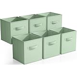 Sorbus Foldable Storage Cubes - 6 Pack, 11 Inch, Sage Green, Fabric, Foldable, Storage and Organization, Versatile Use, Collapsible Storage,...