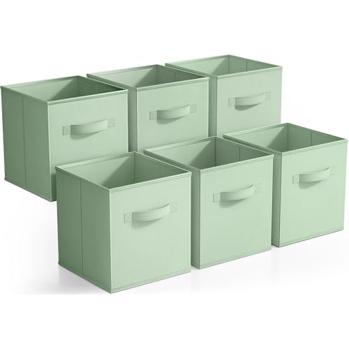 Sorbus Foldable Storage Cubes - 6 Pack, 11 Inch, Sage