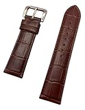 Cinturino di ricambio in vera pelle marrone, 22 mm, quadrato, effetto coccodrillo, leggermente imbottito, per dare nuova vita a qualsiasi orologio da uomo di lunghezza standard
