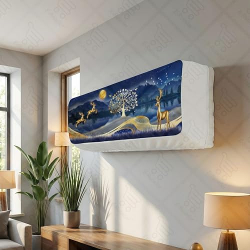 Image of Split AC Cover 1 ton, 1.5 ton to 2 Ton |Designer Digital Print Indoor AC Dust Cover | Stretchable Lycra Fabric | 38x12x9 Inch | Washable Polyester AC Indoor Unit Cover | Dust Dirt Resistant