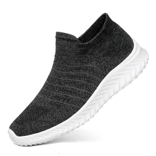 BRKVALIT Herensneakers, vrijetijdsschoenen, hardloopschoenen, mesh, gymschoenen, training, sportschoenen, zwart, wit, 44 EU
