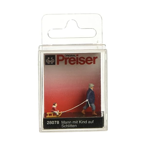 Preiser 1/87 Ème – PR28078 – Modelleisenbahn – Mann mit 1 Kind in 1 Schlitten