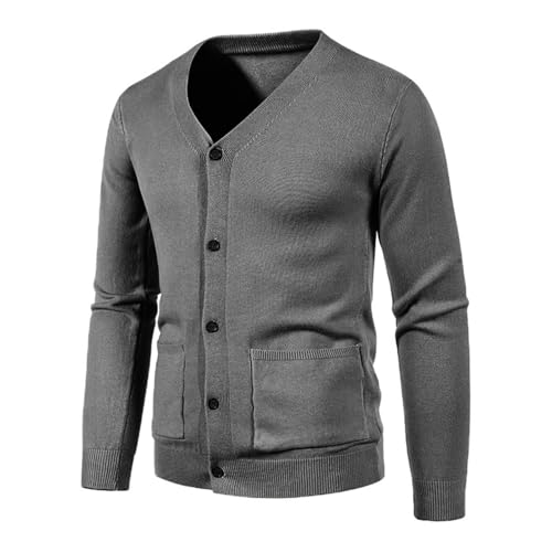 Men's Lightweight Sweater Men’s Cardigan Sweater Cashmere Wool Blend V Neck Buttons Designed Long Sleeve Solid Warm Cardigan with Pockets