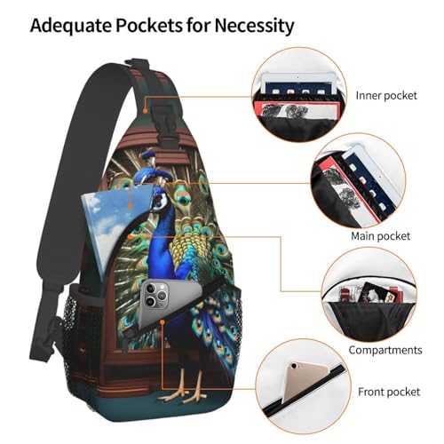 Mochila bandolera MyPiky con estampado de pavo real miniatura 4