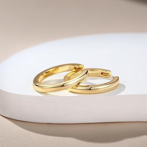 Gold Earrings for Women 14K Gold Hoop Earrings for Women Chunky Classic Huggie Earring Everyday