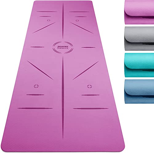 Core Balance TPE Yoga Mat with Alignment Lines 6mm Non Slip Foam Exercise Fitness with Travel Strap (Purple) Core Balance TPE Yoga Mat with Alignment Lines 6mm Non Slip Foam Exercise Fitness with Travel Strap (Purple)