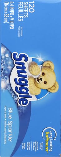 Snuggle Folhas de secador de amaciante de tecido Blue Sparkle, 120 unidades