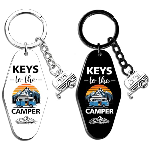 2 PCS Camper Keychain Camping Accessories Camper Must Haves RV Must Haves RV Keychain Camping Trailer Accessories Campers Stuff for Women Men Keys To The Camper Keyring