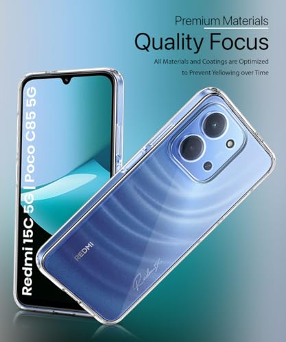 Image of WOW IMAGINE Transparent Back Cover Case for Mi Redmi 15C 5G | Poco C85 5G 2025 | Raised Bumps for Full Device & Camera Protection Shockproof TPU Silicone Back Case Mobile Cover - Transparent