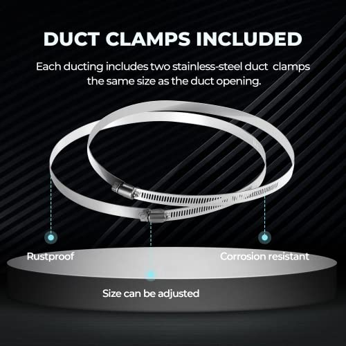 Ipower Glduct8X25C 8 Inch 25 Feet Non-Insulated Flex Air Aluminum Foil Ducting Dryer Vent Hose For Hvac Ventilation With 2 Clamps, 1-Pack, Silver #TOP4