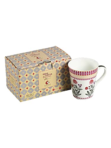 Image of India Circus Fine Ceramic Milk Mugs Set of 2-350 ml Each - Elegant Design for Home and Kitchen and Can be Gifted to Your Loved Ones On Any Occassion, Multicolor, Medium (IC-MM2-CC10)
