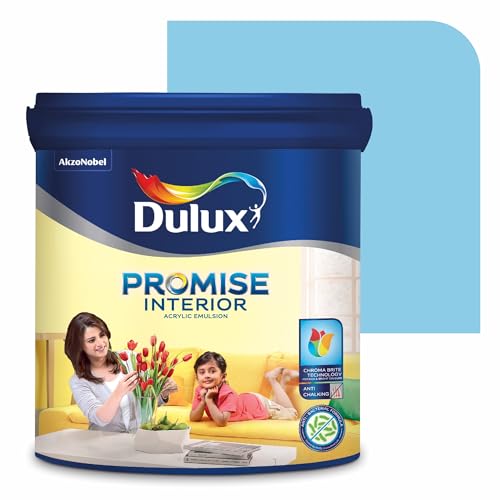 Image of Dulux Promise Interior Emulsion Paint (4L, Blue Chiffon) | Wall paint with Chroma Brite Technology for brighter longer-lasting colors | Rich Finish | Anti-chalk | Water-based | 3-year warranty