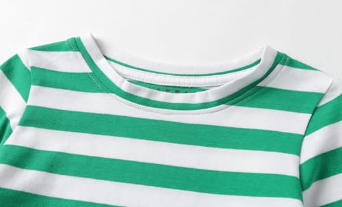 Image of LittleSpring Unisex Kids Long Sleeve Striped Tee Shirt Tagless Crew Neck Cotton T-Shirt
