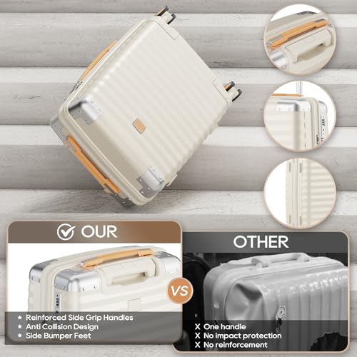 Joyway Hard Shell Luggage Sets 3 Pieces with Spinner Wheels, Lightweight Suitcase Set with Tsa Lock and Corner Protectors, Suitable for Travel Women and Men, White3