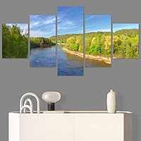 SIGNWIN 5 Panel Canvas Wall Art Modern Art Dramatic Forest Multicolor Photography Romantics Scenic for Home Decorations Ready to Hang - 60