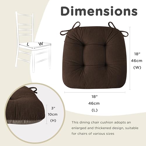 Image of AddGrace Chair Cushions for Dining Chairs Soft Kitchen Seat Cushions 18 inch x 18 inch x 3 inch Non-Slip Seat Pads Coffee Set of 2