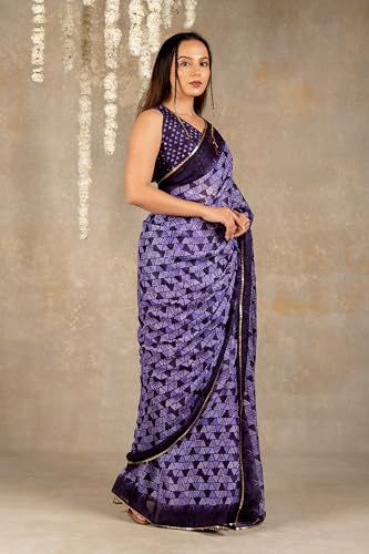 Image of MIRCHI FASHION Women Saree Chiffon Floral Printed | Breathable Festive Occasion Sari for Social Visits with Matching Blouse Piece