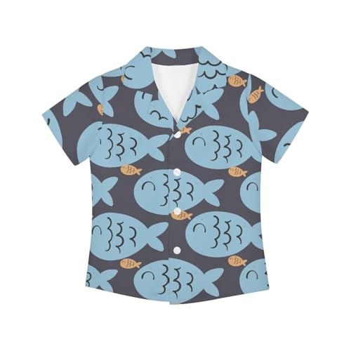 Boys Short Sleeve Hawaiian Shirt Cartoon Button Down Casual Beach Tops Funky Aloha Shirt