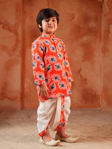 Image of AJ DEZINES Kids Ethnic Wear Pure Cotton Dhoti Kurta Set For Boys