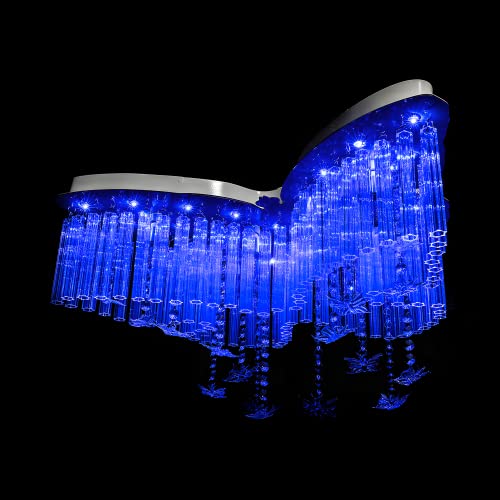 Baycheer Modern Romantic Style Crystal Ceiling Light Glittering Stainless-Steel Butterfly Shaped Led Flush Mount Lighting Girly Decor Light Fixtures For Bedroom, 23.5" #TOP3